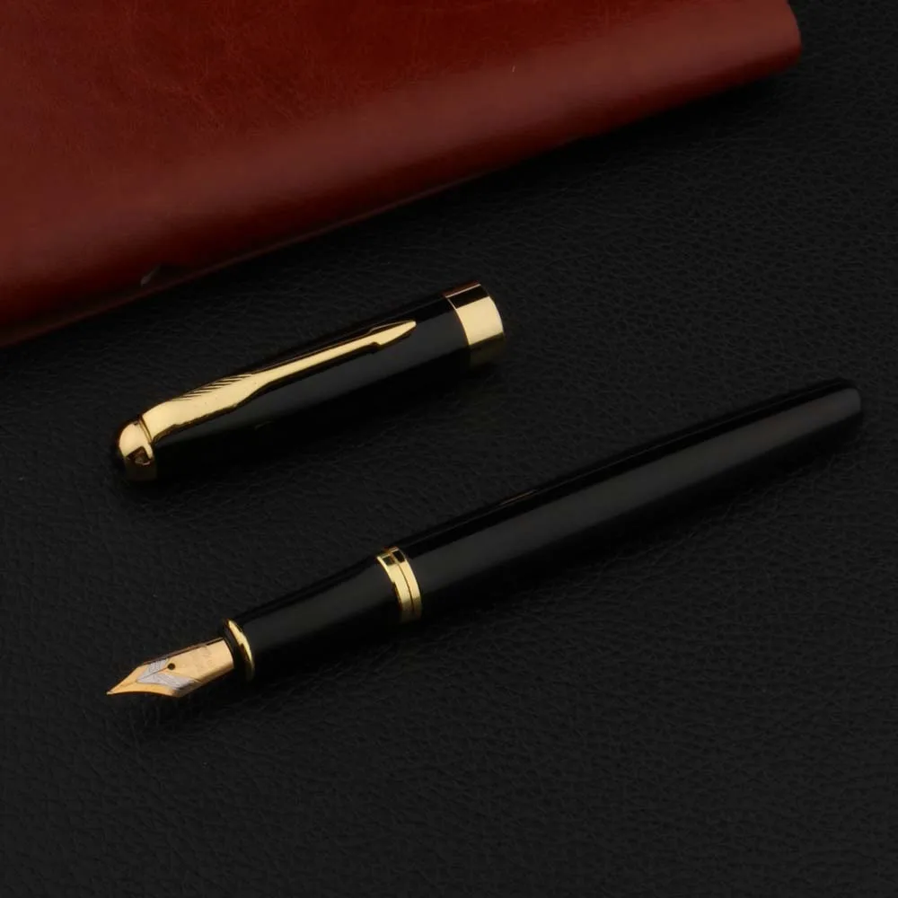 kf-H18a80967be614ca2ab38bd6975a23c528 High Quality Metal 388 Fountain Pen Business Black Golden Student Stationery Office School Supplies Gift Ink Pens - Image 4