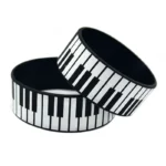 1 PC Piano Keys Silicone Bracelet 1 Inch Wide Printed Logo - Image 5
