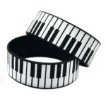 1 PC Piano Keys Silicone Bracelet 1 Inch Wide Printed Logo - Image 2