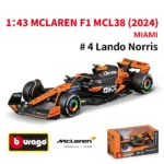 Bburago 1:43 2024 Mclaren MCL38 Miami Monaco F1 Formula Car Die Cast Vehicles Collectible Model Racing Toys
