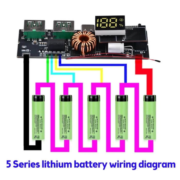 PD QC3.0 3S 4S 5S 65W 100W Power Bank Double TypeC Two Way Fast Charge Mobile Power Module 18650 Charging Temperature Protection - Image 1