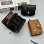 Multi-Slot Card Holder Vintage Small Wallet Women Men Business Bank Credit Card Bag Male Coin Pouch Solid Leather Zipper Wallet - Image 2