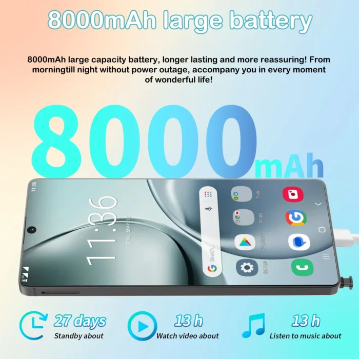 HOT 2025 new C40 Pro original intelligent 4G 5G dual card dual standby Android 14 system global version 108MP 8000mAh battery - Image 4