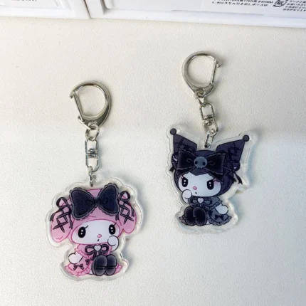 Sanrio Kawaii Kuromis Melodys Gothic Dark Style Keychain Accessories Couple Cartoon Acrylic Pendant Backpack Decoration Kdis Toy