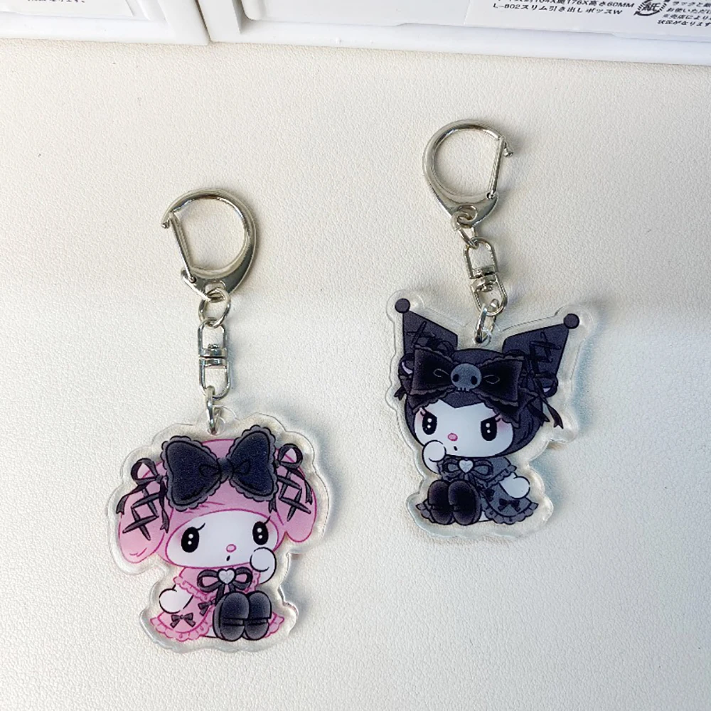 kf-S0791b4a872dd420692b2ad7a6812164b0 Sanrio Kawaii Kuromis Melodys Gothic Dark Style Keychain Accessories Couple Cartoon Acrylic Pendant Backpack Decoration Kdis Toy - Image 1