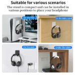 Universal Headphone Stand No Punching Plastic Wall Mount Hanger Under Desk Headset Rack Holder Support for Gaming Earphone - Image 3