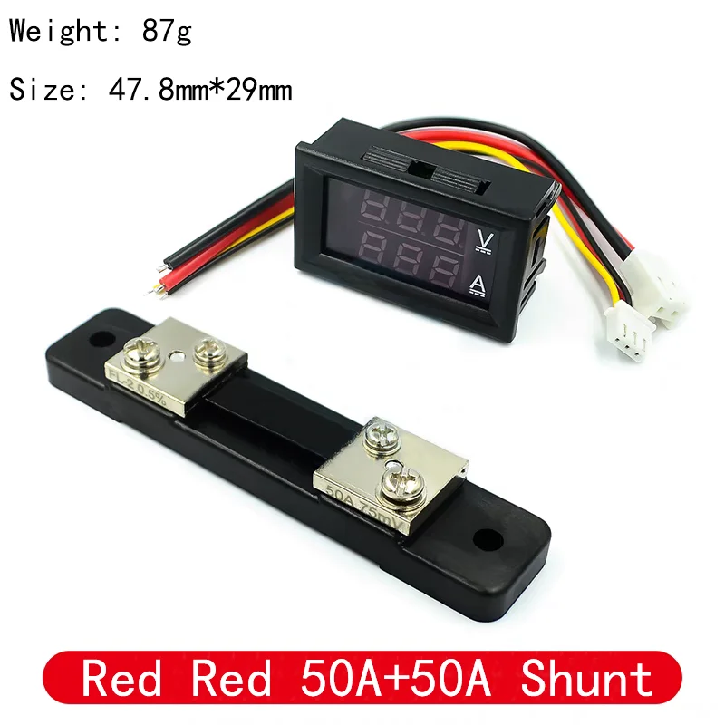 kf-S0ab13673b76b4cc9bc9469da340a66f4c DC0-100V1A 10A 50A 100A LED DC dual display digital ammeter and voltmeter digital meter head - Image 3