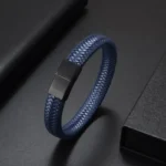Simple Style Men's Handwoven Leather Bracelet Black High Quality Metal Buckle Fashionable Casual Wristband Gift for Husband - Image 6