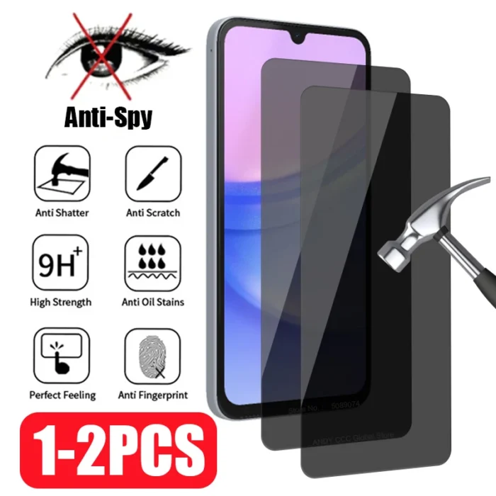 1-2PCS Privacy Glass For Samsung Galaxy A54 A55 A15 A14 A53 A13 A34 A35 A33 A52S A22 A32 S20 S21 FE 5G Anti-Spy Screen Protector - Image 1