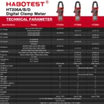 HT206 Digital Clamp Meter AC DC Current NCV Multimeter Pinza Amperimetrica True RMS Capacitance Ohm Hz Temperature Voltage Test - Image 3