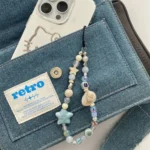 Star Pearl Beaded Phone Chain Phone Charms Hanging Cord Phone Strap Anti-Lost Wrist Strap Mobile Lanyard Phone Pendant