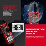 HT206 Digital Clamp Meter AC DC Current NCV Multimeter Pinza Amperimetrica True RMS Capacitance Ohm Hz Temperature Voltage Test - Image 5