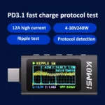 KWS-X1 4V-30V 12A Type C Tester Voltmeter Ammeter TYPE-C Fast Charge Detection Trigger Capacity Measurement Ripple Measurement - Image 3