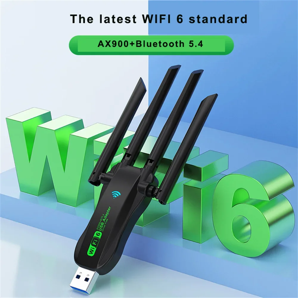 kf-S1b25157b0edc447ca9803ab5d905c899q WiFi 6 AX900 USB Adapter Bluetooth 5.4 Dual Band Antennas 2.4G 5G WiFi6 Network Card Wireless Receiver Driver Free for WIN 10 11 - Image 1