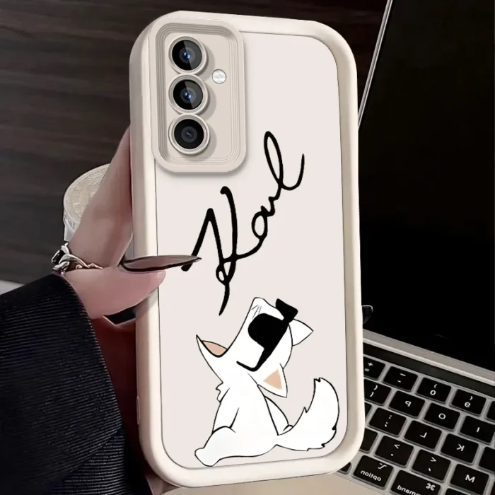 Little White Cat Case for Samsung Galaxy S25 Ultra Plus S24 S23 S22 S21 S20 FE A73 A72 A71 A56 A55 A54 5G A52 A52S A51 4G Cover - Image 2