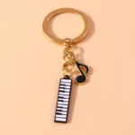 Aihua Alloy Metal Enamel Musical Instrument Piano Music Note Keychains For Women Girls DIY Handbag Pendant Music Keyrings
