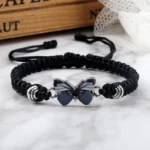 Hot Gray Butterfly Fashion Bracelet Classic Black White Braided Rope Chain Handmade Bracelets for Women Men Adjustable Jewelry