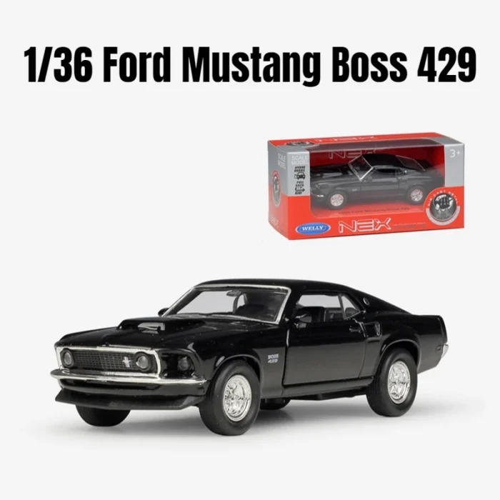 1/36 Ford Mustang Boss 429 Toy Car For Children Welly Diecast Vehicle Miniature Pull Back Free Wheels Collection Gift For Boys - Image 2