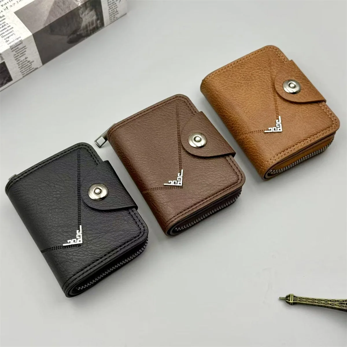 kf-S2ff25f57c6244587a4d62f5c230487ccR Multi-Slot Card Holder Vintage Small Wallet Women Men Business Bank Credit Card Bag Male Coin Pouch Solid Leather Zipper Wallet - Image 1