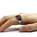 Natural Red Agate S925 Silver Handmade Men's Ring - Jewelry Accessory - Image 6