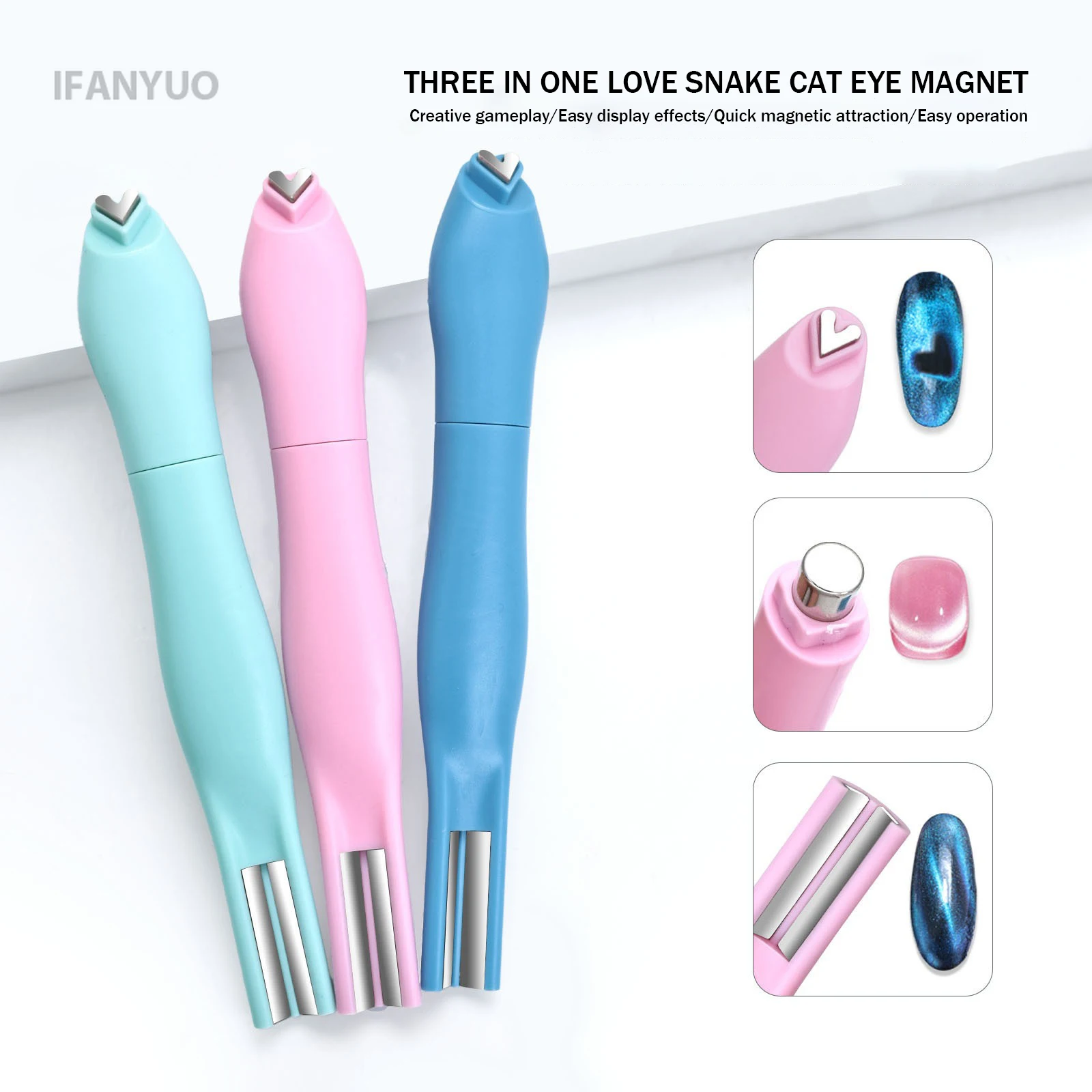 kf-S38c881ea305342a7aeef2cd1d23194fdU 3D Love Heart Nail Magnet 3in1 Cat Eye Effect Double Line Moon Snake Pattern French Nail UV Attraction Magnetic Stick Manicure - Image 3