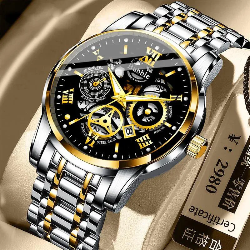kf-S3e1e41f503d64bd5ae5962b20cd8df33T UTHAI Watch For Men Trendy High end Light Luxury Versatile Quartz Wristwatches Waterproof Roman Hollow Male's Clock Watch - Image 1