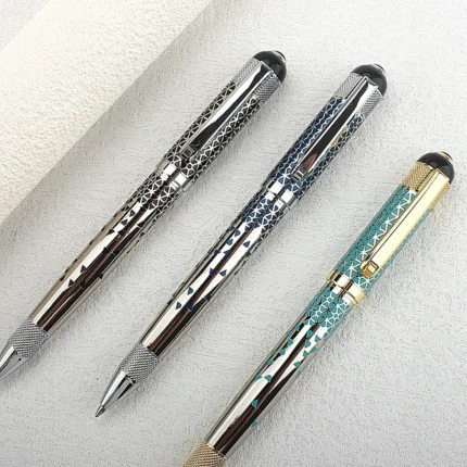 Luxury Mesh Carving Metal Ballpoint Pens School Business Office Signature Roller Pen Writing Student Stationery Supplies