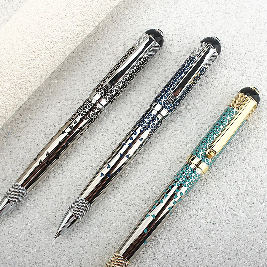 kf-S3e38e362aed940d5b4cbcab93699f86de Luxury Mesh Carving Metal Ballpoint Pens School Business Office Signature Roller Pen Writing Student Stationery Supplies - Image 1