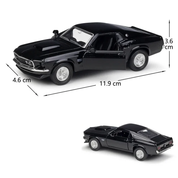 1/36 Ford Mustang Boss 429 Toy Car For Children Welly Diecast Vehicle Miniature Pull Back Free Wheels Collection Gift For Boys - Image 3