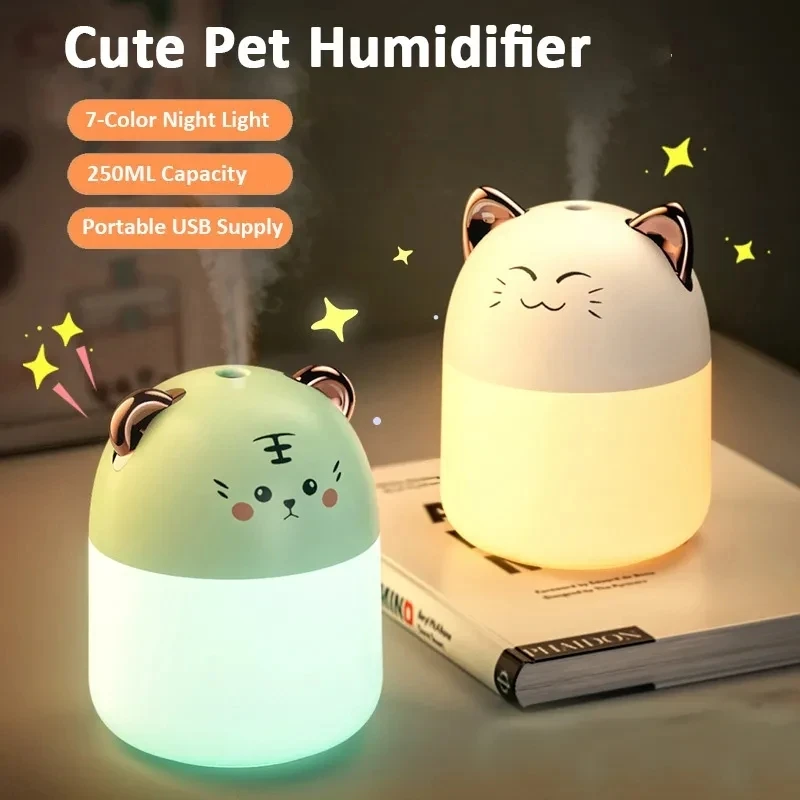 kf-S524ad4018073465d80d1720dc5a6a406Q 250ml New Desktop Humidifier With Colorful Atmosphere Light Cold Mist Aroma Diffuser Home Bedroom Humidifier Purifies - Image 1
