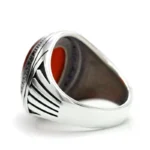 Natural Red Agate S925 Silver Handmade Men's Ring - Jewelry Accessory - Image 4