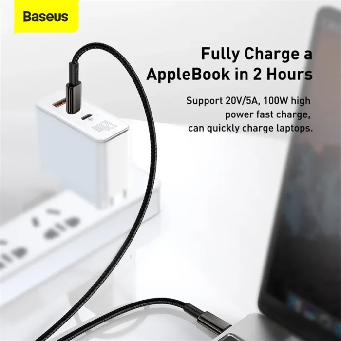 Baseus PD 100W Type-C to Type-C Cable for Huawei Xiaomi 5A Fast Charger for MacBook iPad ApplebookPro Quick Charger Data Cable - Image 3