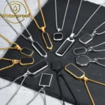 Stylish Men's Black Enamel Necklaces,Stainless Steel Geometric Square Pendant,Minimalist Casual Collar Jewelry Gift