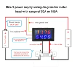 DC 0~100V/200V LED Digital Voltmeter Ammeter Car Motocycle Voltage Current Meter Volt Detector Tester 10A/50A/100A with Shunt - Image 3