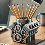 Pen Holder Resin V8 Car Engine Pen Holder Unique Stationery Organizer for Home Office Decor Desktop Ornament with Auto Engine