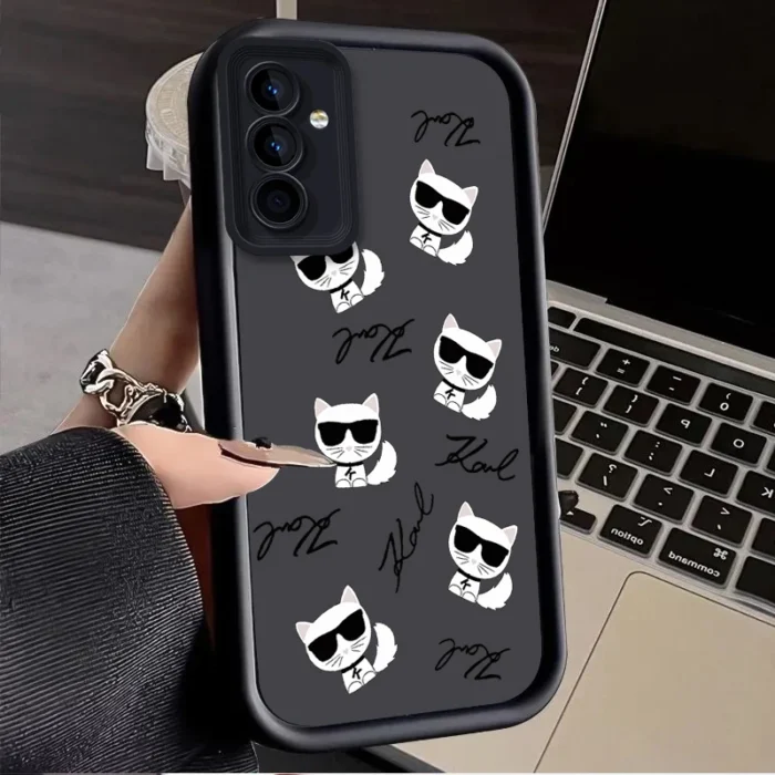 Little White Cat Case for Samsung Galaxy S25 Ultra Plus S24 S23 S22 S21 S20 FE A73 A72 A71 A56 A55 A54 5G A52 A52S A51 4G Cover - Image 3