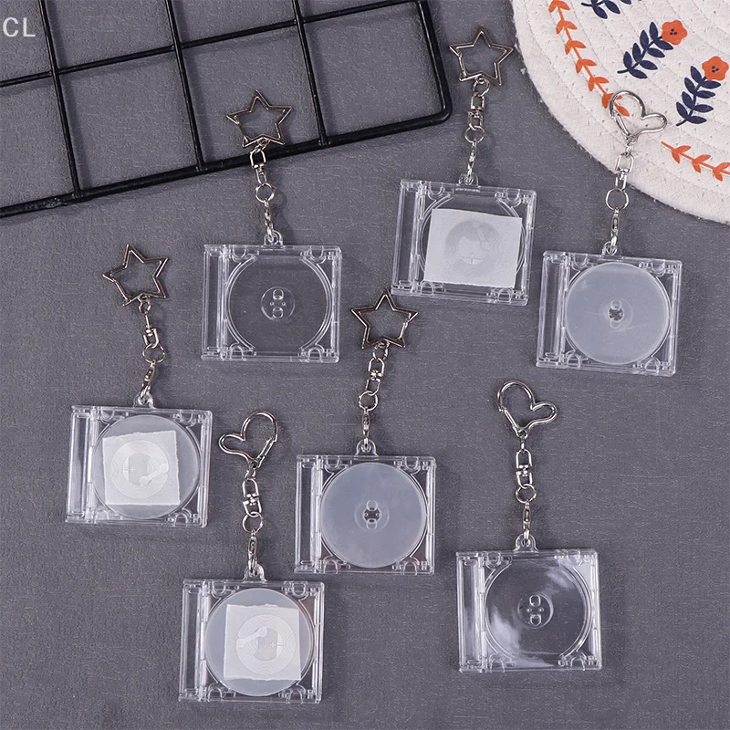 kf-S6201f41a51a442af8a6c4bdc86363c5eG Blank Album Mini CD Case Keychain CD Player Keyring Peripheral Commemorative Album Key Holder For DIY Backpack Pendant - Image 1