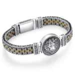 New Silver Color Round Lion King Tangcao Charm Bracelet Men's Trendy Retro Domineering Versatile Personalized Braided Jewelry - Image 6