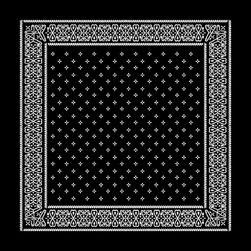 kf-S6d3c854531f0486ebc4dedaffe2e8152S Hip Hop Ice Silk Skull Bandana, Square Scarf, Black and White Paisley, Multifunction Headband for Men and Women, New, 58x58cm - Image 1