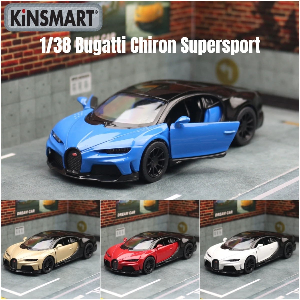kf-S7044f6d2609d4676a18955a6457d8536E KiNSMART Toy Car Model 1/38 Bugatti Chiron Super Sport Racing Alloy Diecast Miniature Vehicle Collection Gift For Children Boy - Image 1