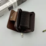 Multi-Slot Card Holder Vintage Small Wallet Women Men Business Bank Credit Card Bag Male Coin Pouch Solid Leather Zipper Wallet - Image 6