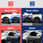 1/32 Nissan Skyline GTR R34 JDM Toy Car Model Diecast Vehicle Miniature Sound & Light Pull Back Collection Gift Children Boy - Image 4