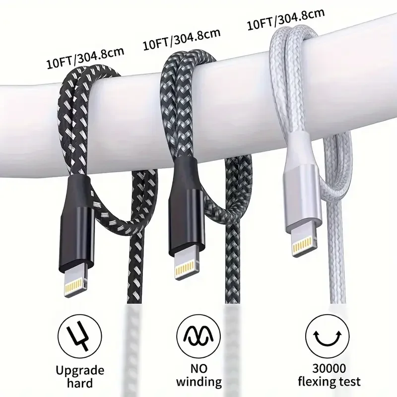 kf-S807ae4cc2e4849bab472ab4cd8b422d66 LAIHONEN Nylon Braided USB A To Lightning MFi Certified 1m 2m 3m Cable for iPhone 11 12 13 14 Pro XS Max XR X 6S 7 8 Plus SE - Image 2