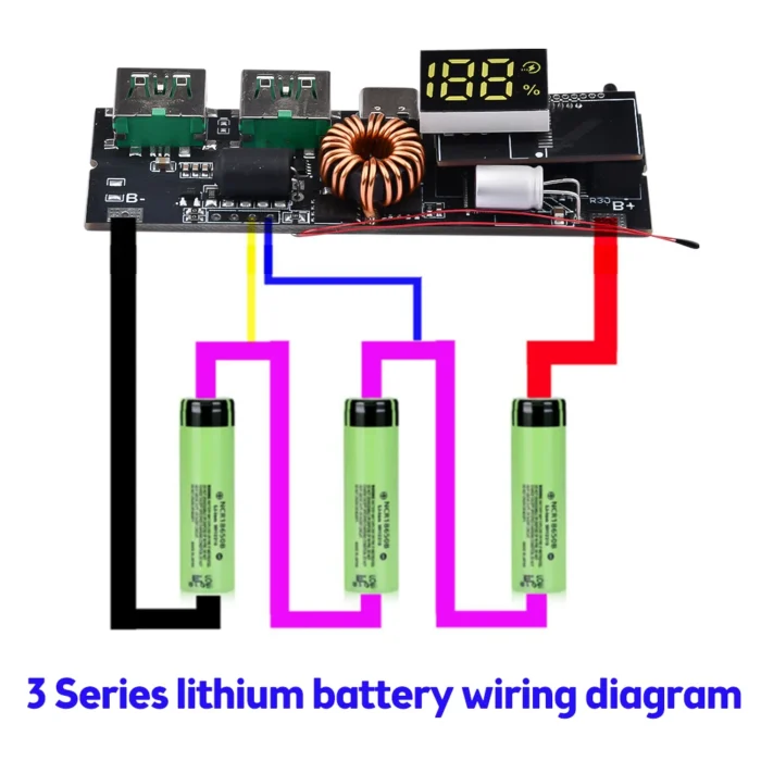PD QC3.0 3S 4S 5S 65W 100W Power Bank Double TypeC Two Way Fast Charge Mobile Power Module 18650 Charging Temperature Protection - Image 5