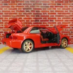 1:32 Subaru alloy supercar children's toy car model pull back acousto-optic car door and hood trunk can be opened rich details