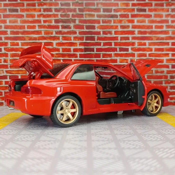 1:32 Subaru alloy supercar children's toy car model pull back acousto-optic car door and hood trunk can be opened rich details - Image 1