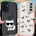 Little White Cat Case for Samsung Galaxy S25 Ultra Plus S24 S23 S22 S21 S20 FE A73 A72 A71 A56 A55 A54 5G A52 A52S A51 4G Cover