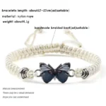 Hot Gray Butterfly Fashion Bracelet Classic Black White Braided Rope Chain Handmade Bracelets for Women Men Adjustable Jewelry - Image 6