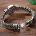 New Silver Color Round Lion King Tangcao Charm Bracelet Men's Trendy Retro Domineering Versatile Personalized Braided Jewelry - Image 3