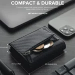 Men's Wallet with Zipper Coin Purse Automatic Pop-up Metal Credit Card Holder Minimalist RFID Blocking Business Card Wallet Idea - Image 4